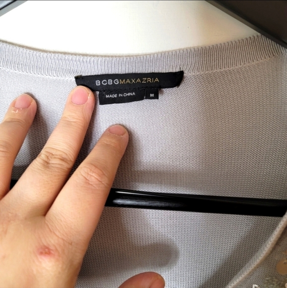 BCBGMAXAZRIA Silver Sequin Cardigan. M. - Picture 2 of 7